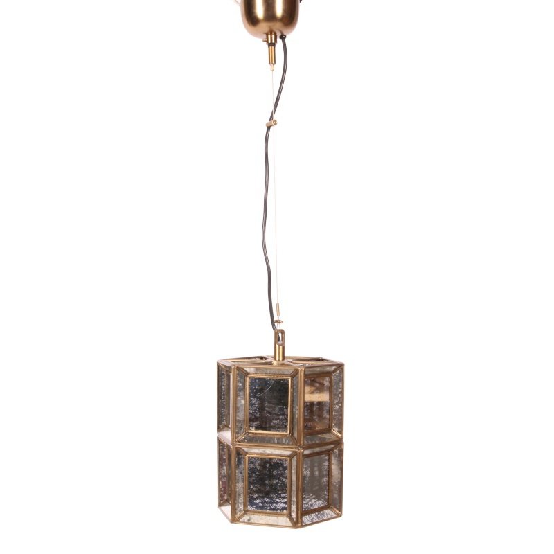 Dutch Style  Hanglamp Zeshoek 25cm Glas/Goud